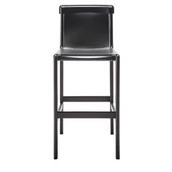 Sgabello da bar Burano/sg 30 in pelle nera di Balutto Associati
