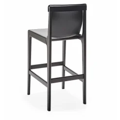 Sgabello da bar Burano/sg 30 in pelle nera di Balutto Associati