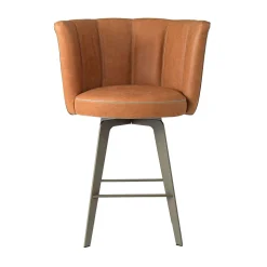 Sgabello da bar girevole Diva in pelle arancione
