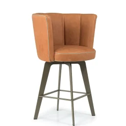 Sgabello da bar girevole Diva in pelle arancione