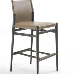 Sgabello da Bar Ledermann in Pelle Marrone di Tom Kelley