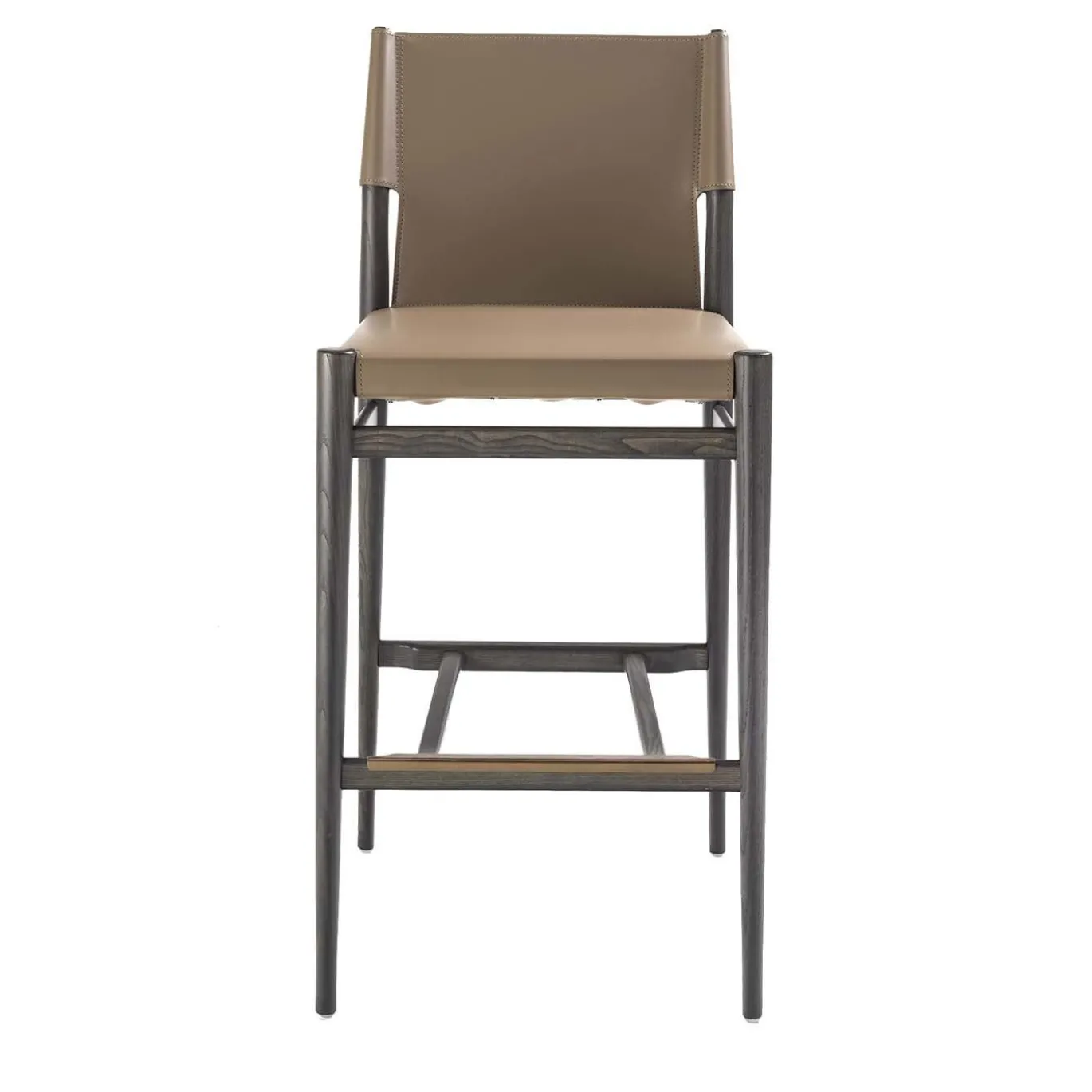 Sgabello da Bar Ledermann in Pelle Marrone di Tom Kelley