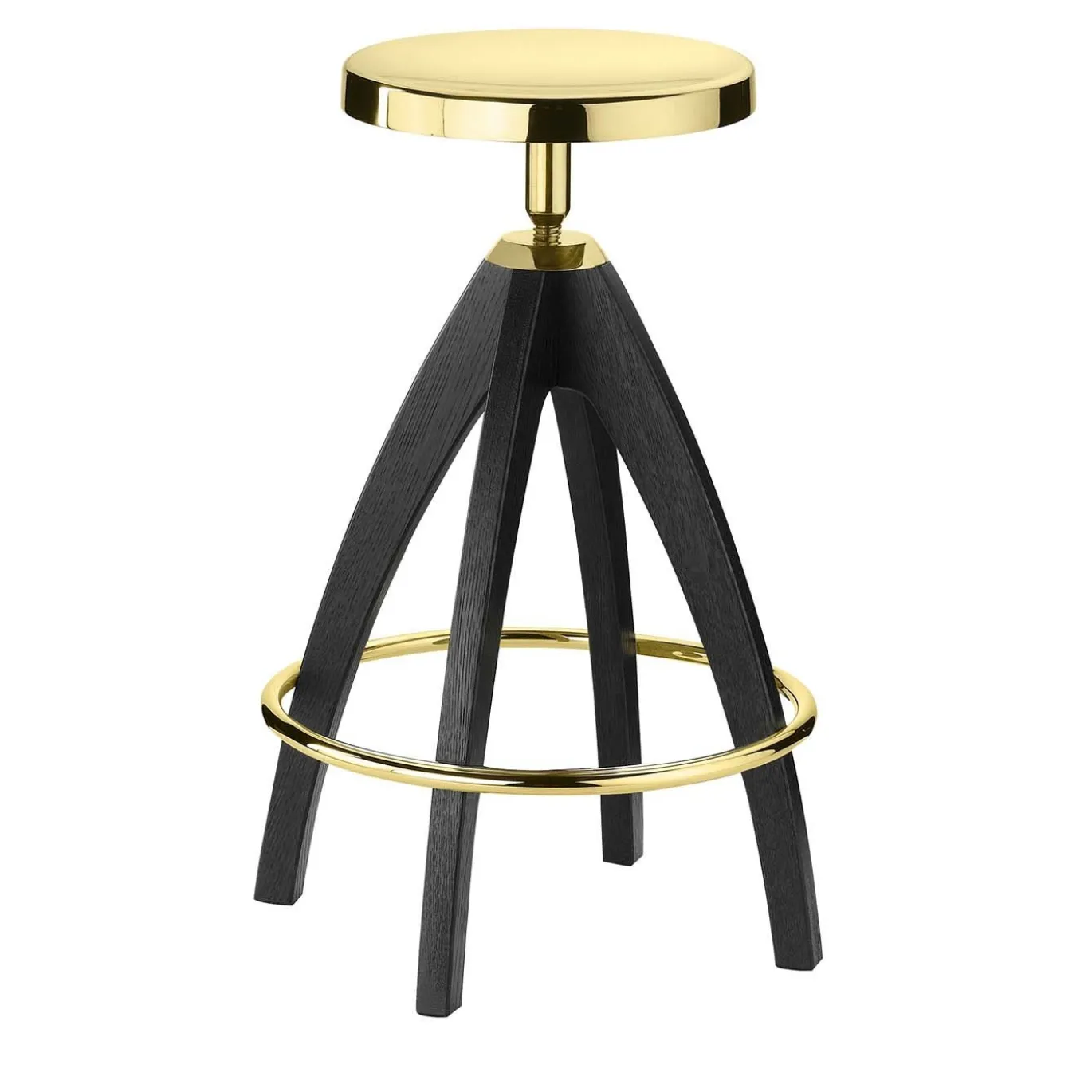 Sgabello da bar Leporello Senior con gambe in rovere scuro di Paolo Rizzatto