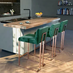 Sgabello da bar Magnetik in velluto verde foresta
