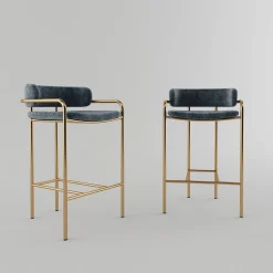 Sgabello da bar Simply in ottone dorato