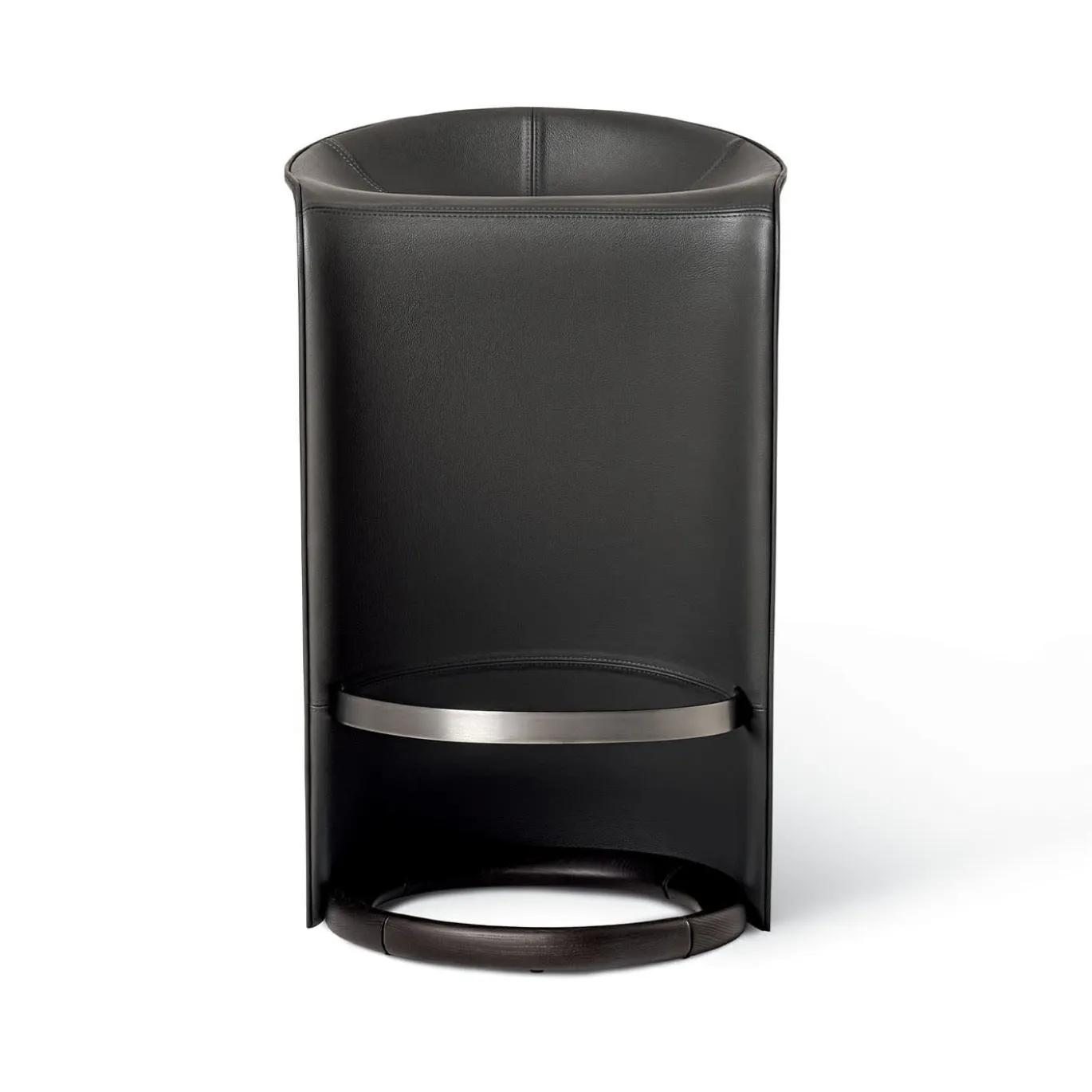 Sgabello da Bar Skirt in Pelle Nera