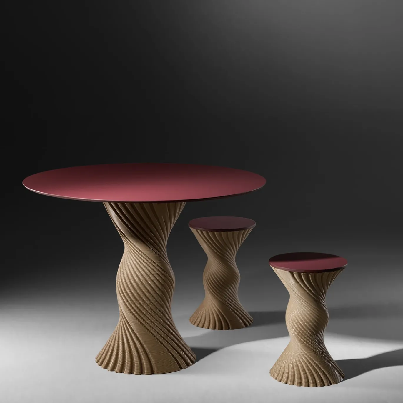 Sgabello e Tavolino Mini Tork Attorcigliato Beige