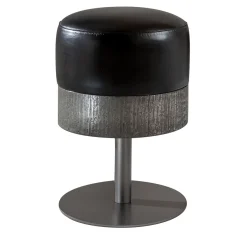 Sgabello girevole Amelie in pelle nera