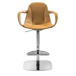 Sgabello Girevole Couture in Pelle Arancione