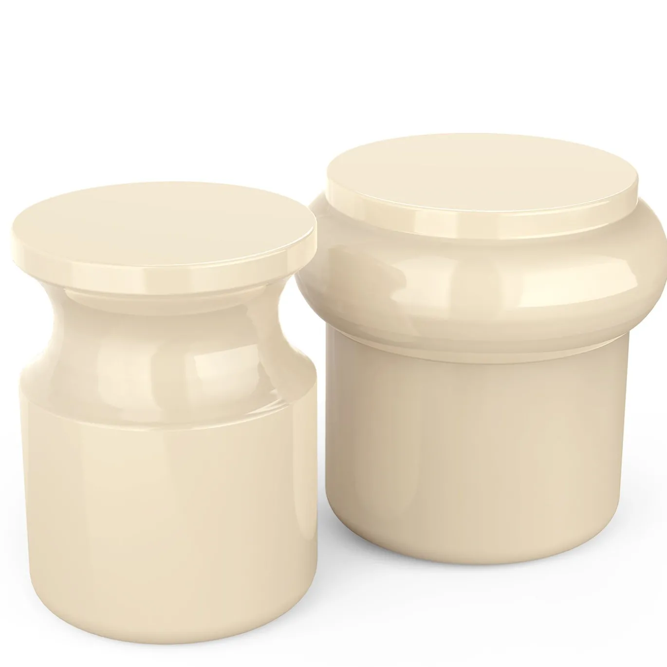 Sgabello Hya A in ceramica smaltata Avorio