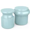 Sgabello Hya A in ceramica smaltata Celeste Capri