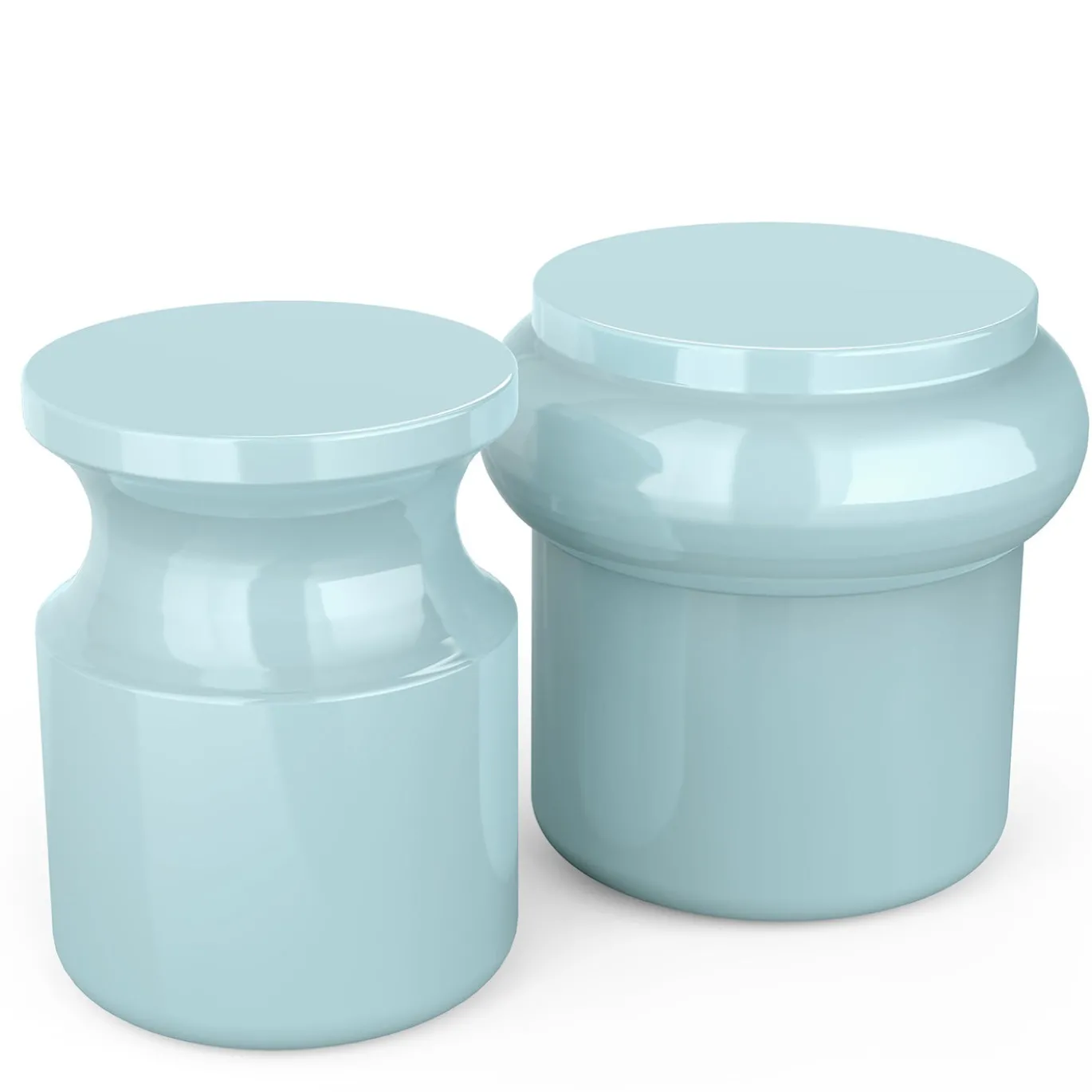 Sgabello Hya A in ceramica smaltata Celeste Capri