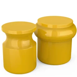 Sgabello Hya A in ceramica smaltata gialla