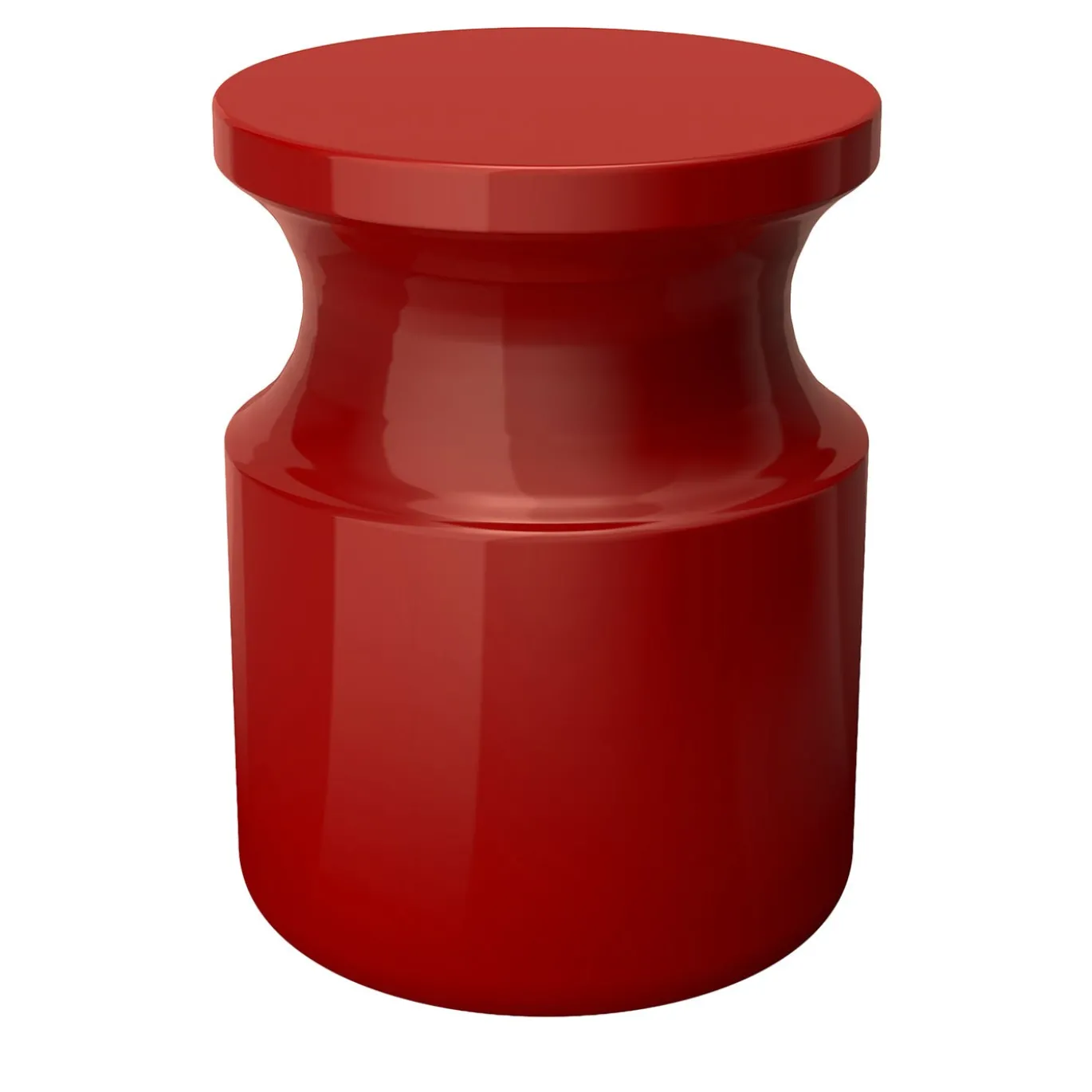 Sgabello Hya A in Ceramica Smaltata Rosso Corallo