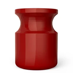 Sgabello Hya A in Ceramica Smaltata Rosso Corallo