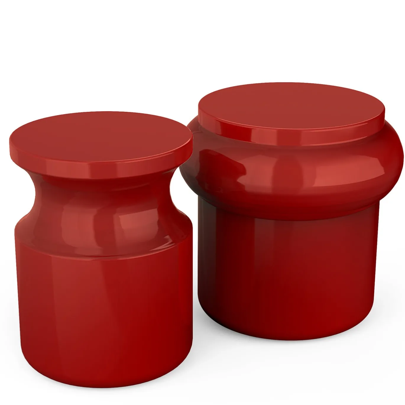 Sgabello Hya A in Ceramica Smaltata Rosso Corallo