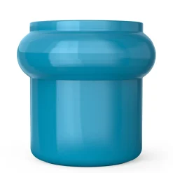 Sgabello Hya B in ceramica smaltata azzurra