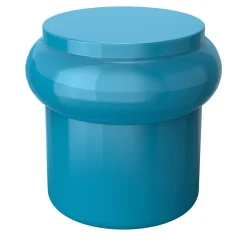 Sgabello Hya B in ceramica smaltata azzurra