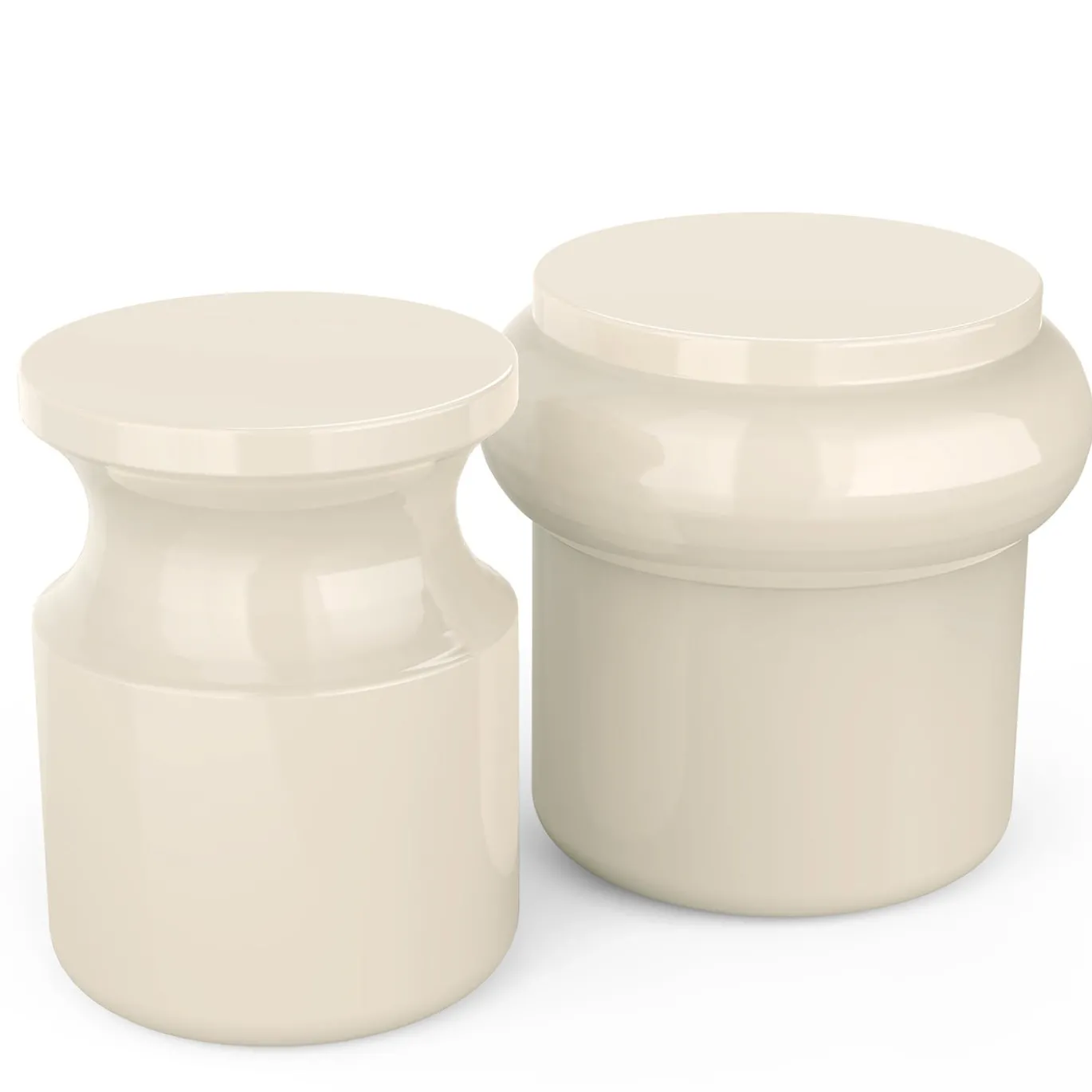 Sgabello Hya B in ceramica smaltata grigio perla