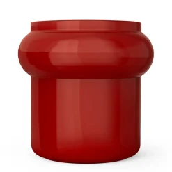Sgabello Hya B in ceramica smaltata rosso corallo