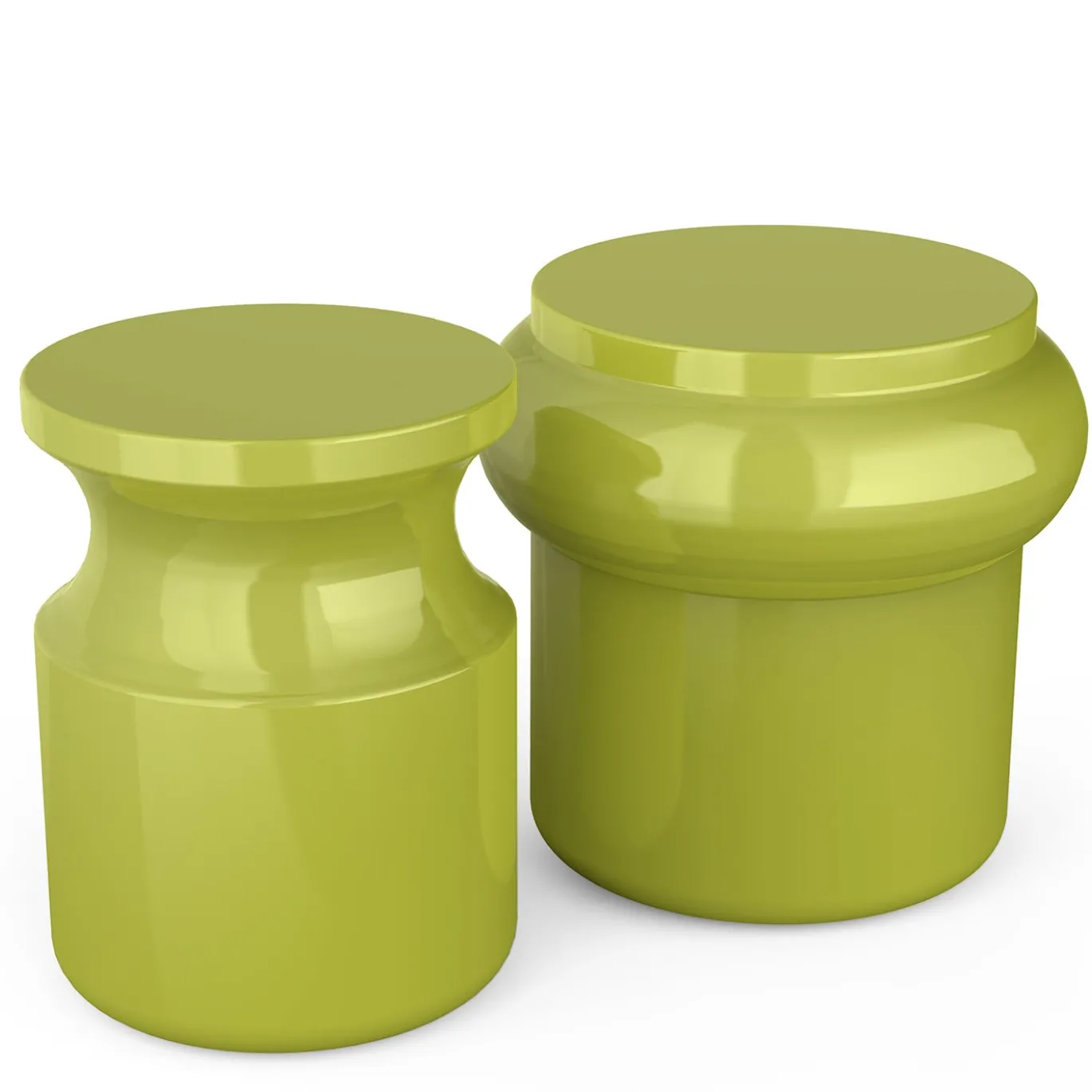 Sgabello Hya B smaltato in ceramica verde