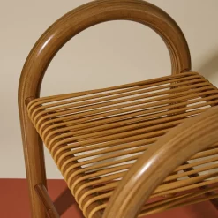 Sgabello in legno multistrato e Cuoio giallo