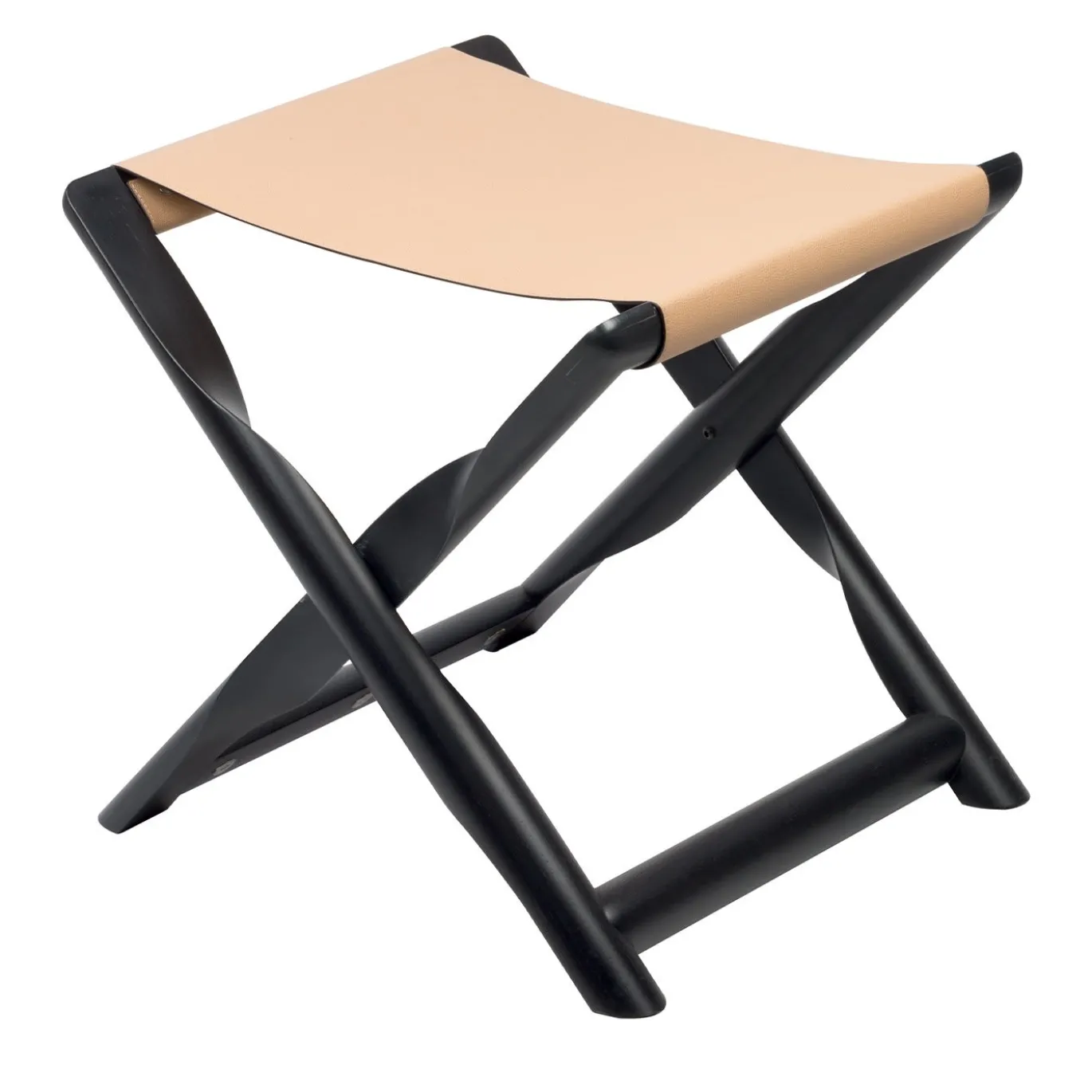 Sgabello Pieghevole/Portavaligie Elica in Pelle Beige