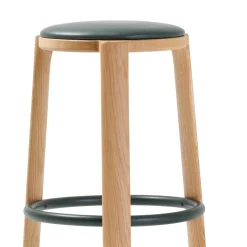 Sgabello rotondo Cute in legno di Rovere e pelle di Favaretto & Partners