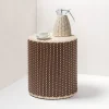 Sgabello/tavolino in pelle e rattan Renoir