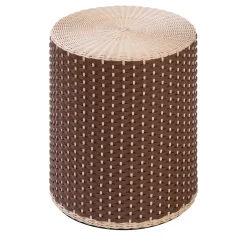 Sgabello/tavolino in pelle e rattan Renoir