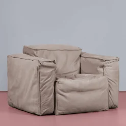 Sibylia Beige Leather Armchair