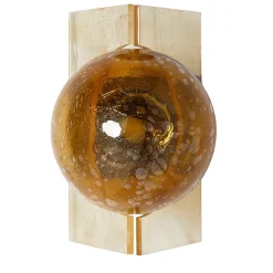 Soffio Lampada da Parete Amber Pulegoloso in Vetro con Foglia d'Oro