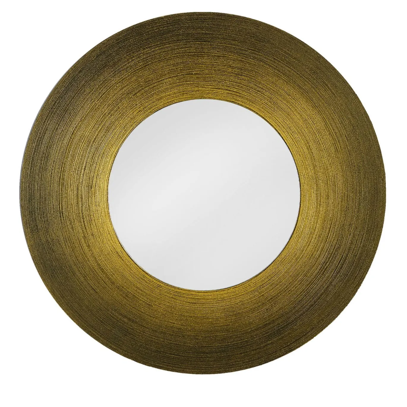 Sole Specchio Tondo Luminoso Decorato Con Resina Spazzolata Concentrica Color Oro E Bronzo