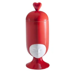 Sorella Clara In Love Vaso in ceramica rossa lucida con coperchio