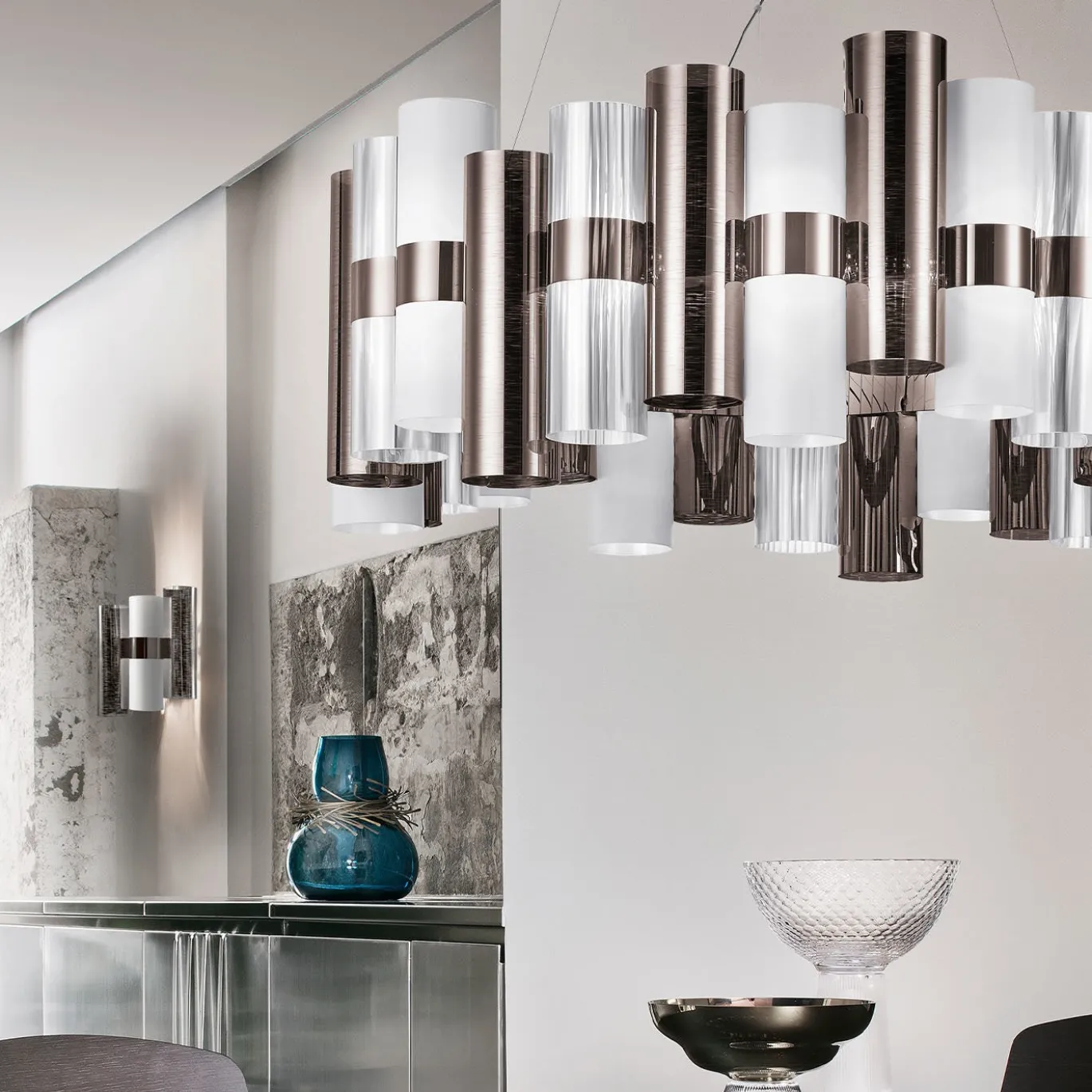 Sospensione La Lollo Large Pewter/White di Lorenza Bozzoli
