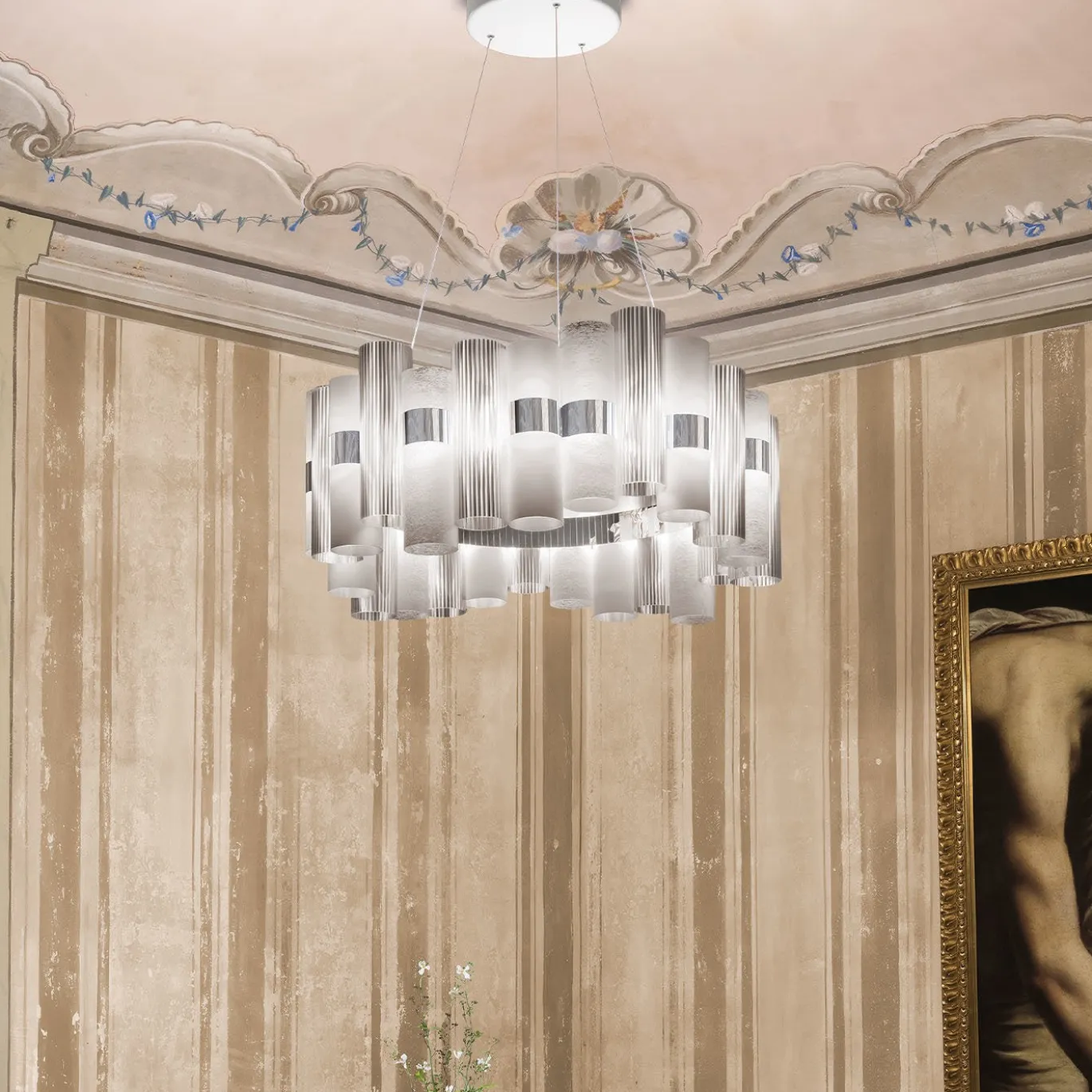 Sospensione La Lollo Large Pewter/White di Lorenza Bozzoli