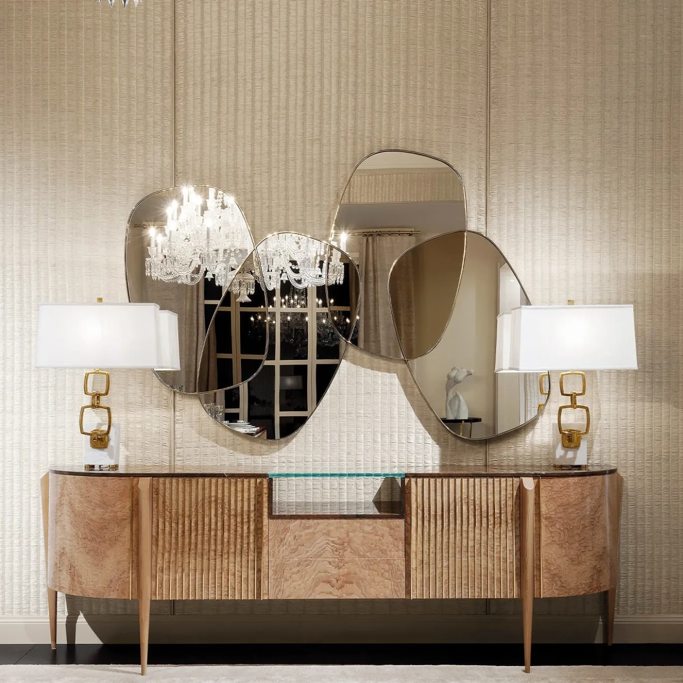 Specchi multipli da parete in ottone