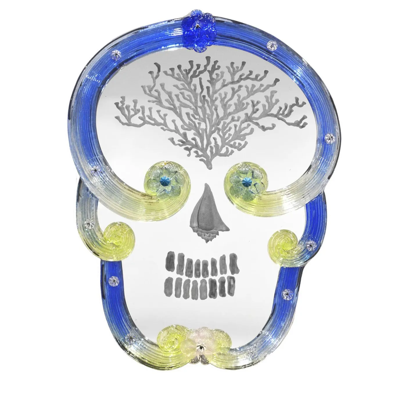 Specchio Blue Pop Skull di Bradley Theodore