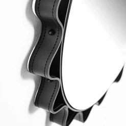 Specchio da Parete Glimt Rotondo in Pelle Marrone