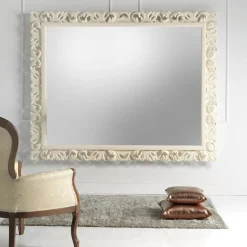 Specchio da parete grande rettangolare Regency bianco crema