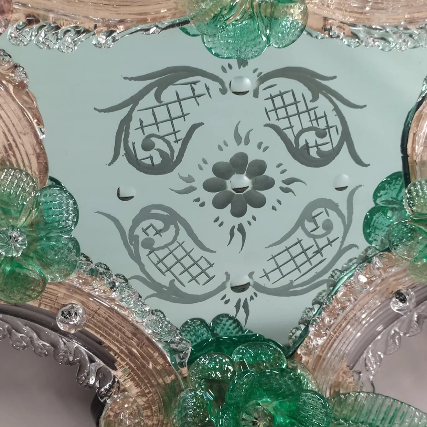 Specchio da Parete London Veneziano Verde in Vetro di Murano