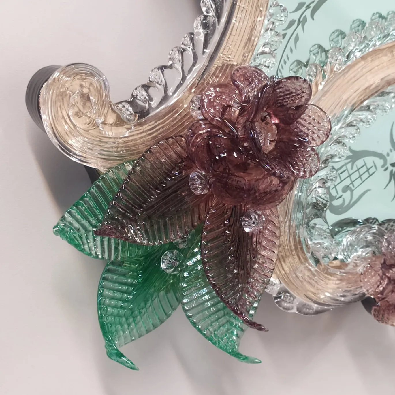 Specchio da Parete London Veneziano Verde in Vetro di Murano