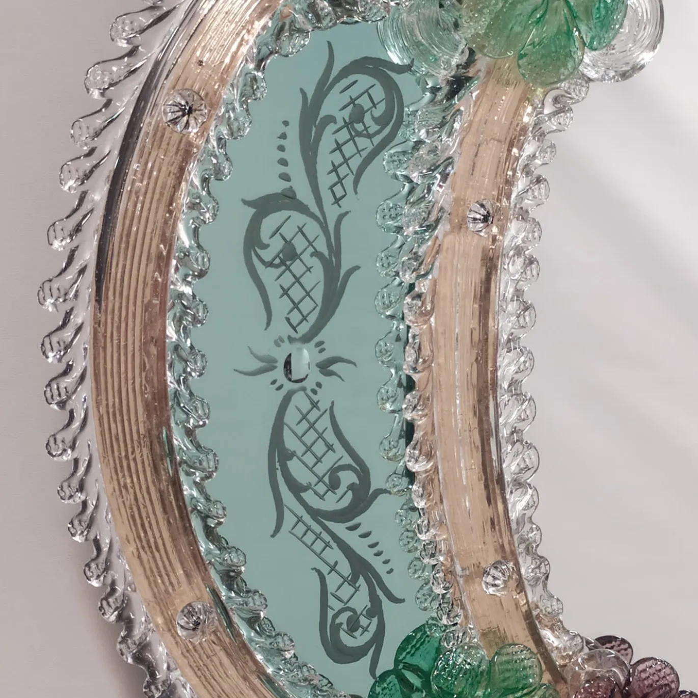 Specchio da Parete London Veneziano Verde in Vetro di Murano