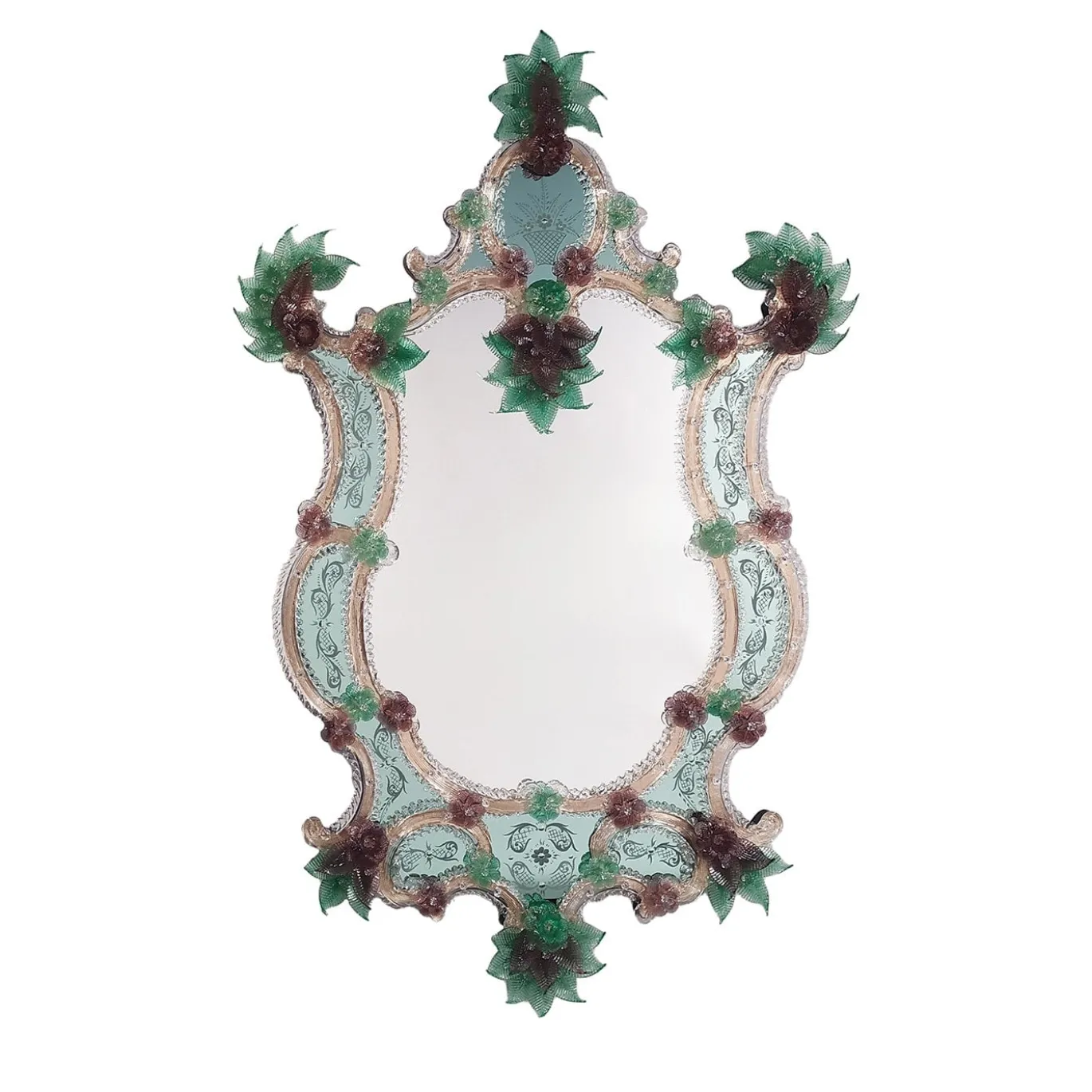 Specchio da Parete London Veneziano Verde in Vetro di Murano