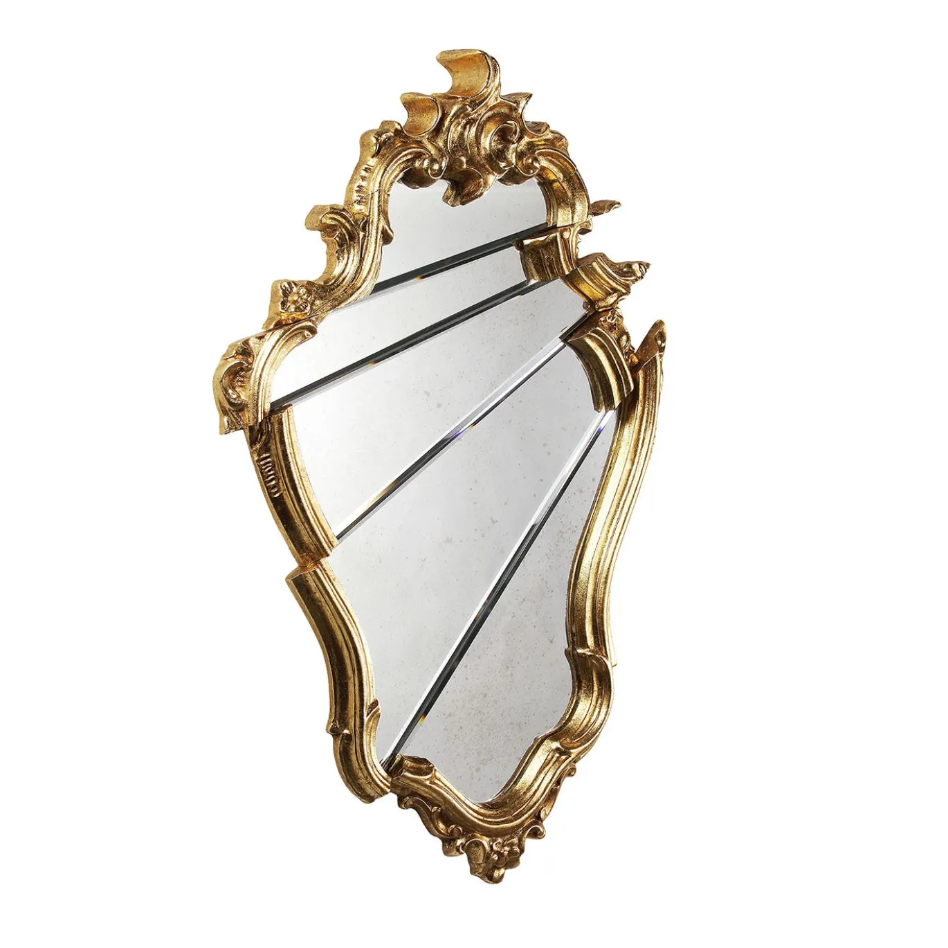 Specchio da parete Marchese Rococut in legno dorato