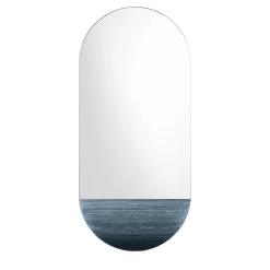 Specchio da parete ovale Orizzonte in resina spatolata argento #2
