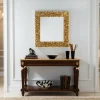 Specchio da parete quadrato Liberty con rose in foglia oro