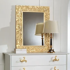 Specchio da parete rettangolare moderno Granada in foglia oro