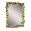 Specchio da parete rettangolare Palmira in ottone con fiori in bronzo