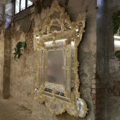 Specchio da parete Rex con foglia d'oro